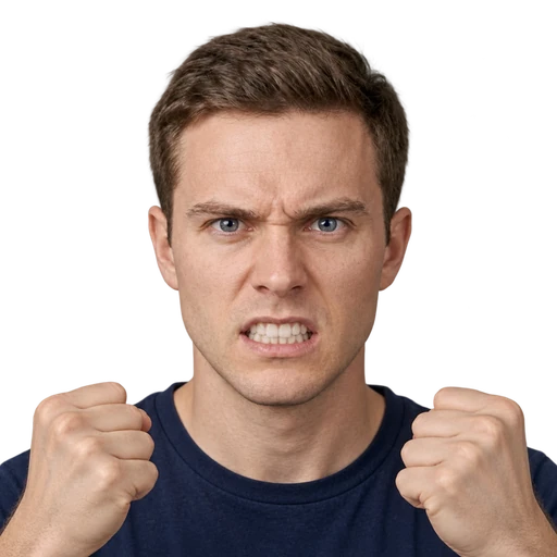 Angry reaction face generated from the same photo